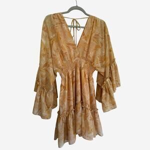 VICI Blush/Peach Boho Wrap dress | XS 70s style